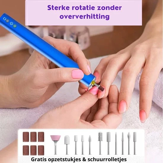 V&M Beauty- Nagelfrees - Elektrische Nagelvijl - Draadloos - Accu- Inclusief Opzetstukjes En Schuurrolletjes- Ros?goud - Image 6