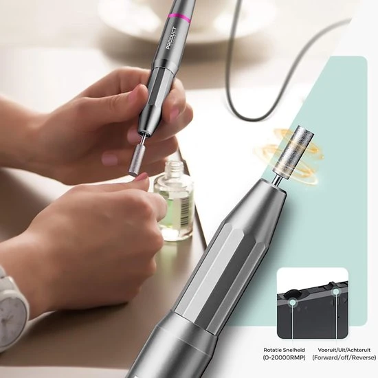 ProductPlanet Premium Elektrische Nagelvijl Set 2022 - Nagelvijl Electrisch - Manicure En Pedicure Set - Electrische Nagelvijl - 60 Schuurrolletjes & 11 NagelFrees Bitjes - Grijs / Zwart - Image 8