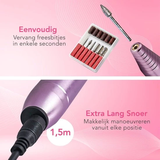 LifeGoods Elektrische Nagelfrees - 11 Nagelvijl Bitjes En 56 Schuurrolletjes - Manicure / Pedicure - Image 4