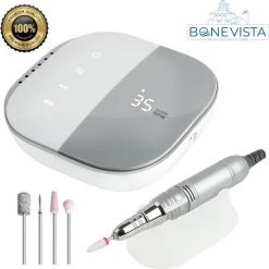 Bone Vista Premium Elektrische Nagelfrees 35000RPM Inclusief 4 Bitjes - Pedicureset Electrisch Voeten/Handen - Nagel/Nail Drill Geschikt Voor Acrylnagels/Gelnagels/Kunstnagels - Met Touchscreen - Grijs