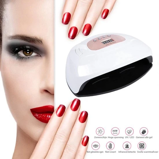 Nageldroger - SUN X8 Max - UV LED Lamp Nagels - 57 LED - Nagel - UV - LED Lamp - Nagellamp - Nail Dryer - Nagels - Salon - Professioneel - 2 Handen - 180 Watt - Model 2021 - Image 13