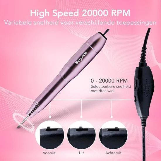 LifeGoods Elektrische Nagelfrees - 11 Nagelvijl Bitjes En 56 Schuurrolletjes - Manicure / Pedicure - Image 10