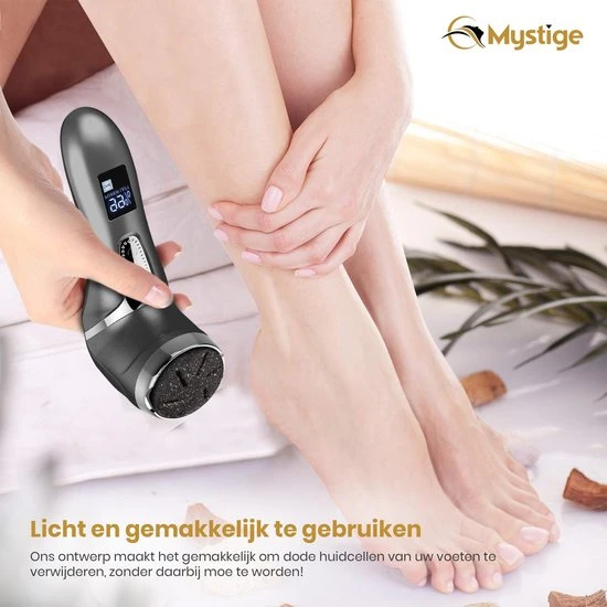 Mystige Elektrische Eelt Verwijderaar INCLUSIEF Voetvijl + 3 Rollen - Pedicure Apparaat - LCD-Scherm & Oplaadbaar - Eelt Vijl - Image 4