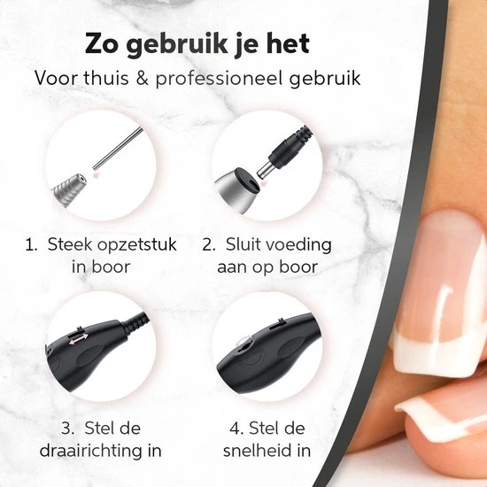ProductPlanet Premium Elektrische Nagelvijl Set 2022 - Nagelvijl Electrisch - Manicure En Pedicure Set - Electrische Nagelvijl - 60 Schuurrolletjes & 11 NagelFrees Bitjes - Groen - Image 8