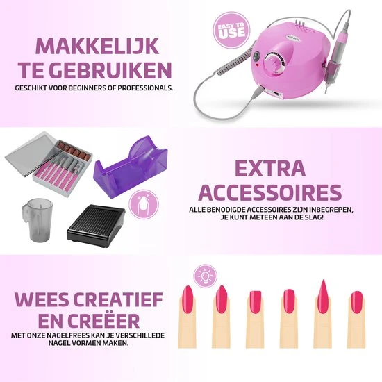 Nince Professionele Nagelfrees Machine Van Hoge Kwaliteit - Hand / Voet Pedaal - Complete Set - Image 5