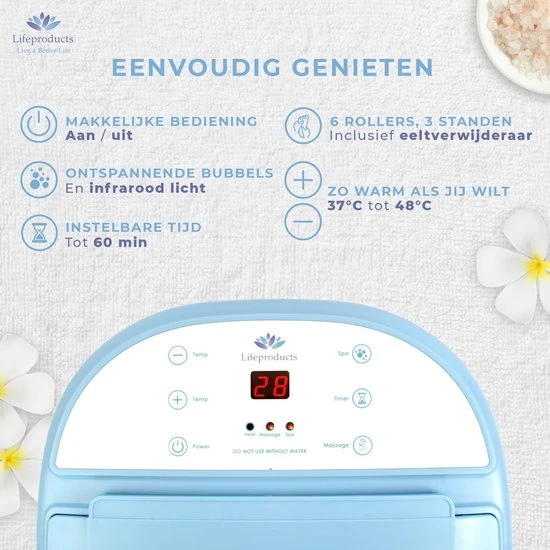 Lifeproducts Elektrisch Massage Voetenbad Met Eeltverwijderaar - Instelbare Warmte Tot 48?C - Bubbelstraal - Reinigend Infrarood Licht - Automatische Voetmassage - Voetbad Met Massage - 9 Liter - Image 3