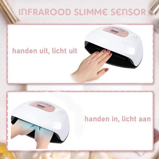 Nageldroger - SUN X8 Max - UV LED Lamp Nagels - 57 LED - Nagel - UV - LED Lamp - Nagellamp - Nail Dryer - Nagels - Salon - Professioneel - 2 Handen - 180 Watt - Model 2021 - Image 2