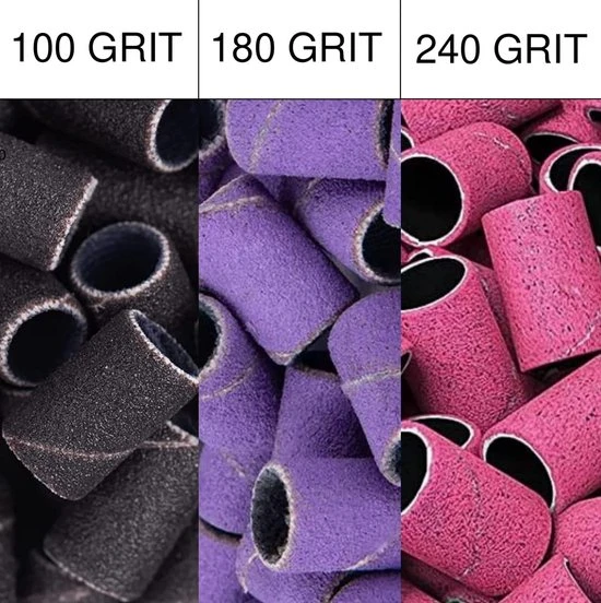 Merkloos Schuurrolletjes Nagelfrees - 100/180/240 Grit - 300 Stuks - Schuurrolletjes - Schuurrollen - Schuurrolletjes 100 - Schuurrolletjes 180 Grit - Schuurrolletjes 240 Grit - Schuurhulzen - Mandrel Bitjes - Sanding Bands Nagels - Sanding Bands Nails - Image 3