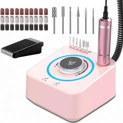 Yoke Fellow Elektrische Nagelfrees 40.000RPM - Roze - 30 Schuurrolletjes En 6 Nagelvijl Bitjes