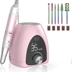 CACCIO? NAILS 2022 Rose Goud Nagelfrees- 35.000 RPM - Sterke Motor - Lage Geluid - Lage Trillingen - LUXE - LED Beeldscherm - Inclusief 6 Bitjes - Manicure/Pedicure Voeten En Handen - Hoge Kwaliteit - Professioneel