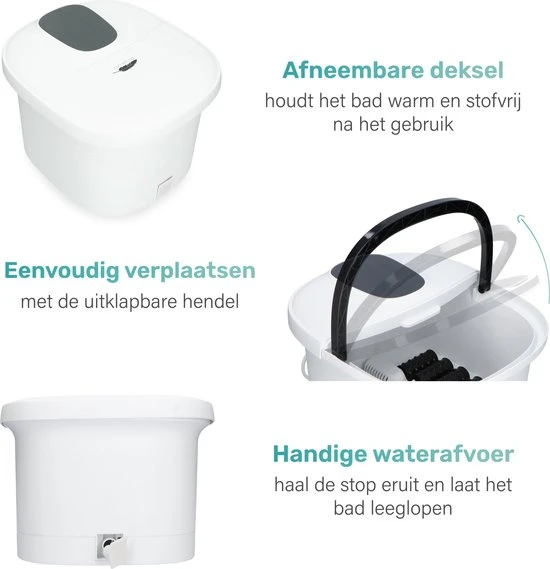 Soft & Silky - Elektrisch Massage Voetenbad - Bubbels - Verwarmd - Infrarood - 12L - Voetmassage - Voetbad - Voetroller - Voetenbad Met Massage - Eeltverwijderaar - Image 4