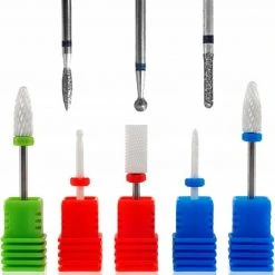 AA Commerce Professionele Keramische & Diamant Frezen Voor Elektrische Freesmachine - Nagelfrees Bitjes Frees - Manicure/Pedicure Ceramic Nail Art Nagel Frezen Diamand Frezenset - Keramische Freesbitje Freesjes Fijn/Grof - Set Van 8 Stuks