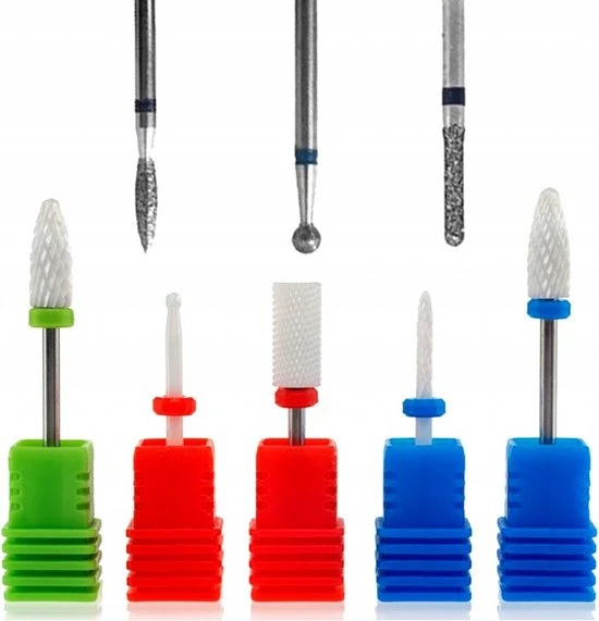 AA Commerce Professionele Keramische & Diamant Frezen Voor Elektrische Freesmachine - Nagelfrees Bitjes Frees - Manicure/Pedicure Ceramic Nail Art Nagel Frezen Diamand Frezenset - Keramische Freesbitje Freesjes Fijn/Grof - Set Van 8 Stuks