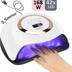 De Sera UV Lamp Gelnagels 168W - LED Lamp Nagels - Gellak Lamp - Nageldroger Met 2.5 Meter Lang Snoer - Wit