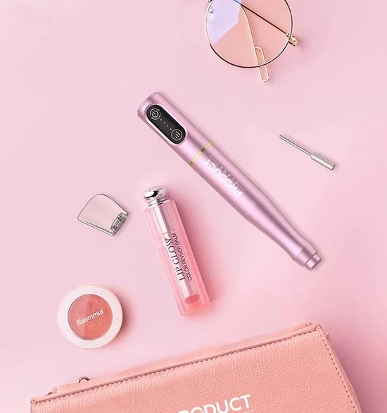 ProductPlanet Premium Draadloze Elektrische Nagelvijl Set 2022 - Nagelvijl Electrisch - Manicure En Pedicure Set - Electrische Nagelvijl - 60 Schuurrolletjes & 5 NagelFrees Bitjes - Roze - Image 2