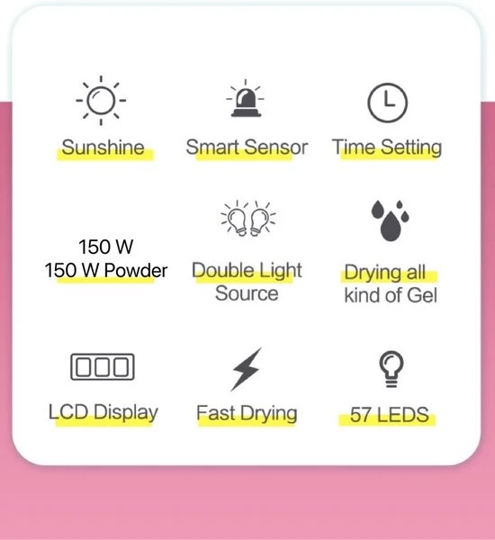 Nageldroger - SUN X8 Max - UV LED Lamp Nagels - 57 LED - Nagel - UV - LED Lamp - Nagellamp - Nail Dryer - Nagels - Salon - Professioneel - 2 Handen - 180 Watt - Model 2021 - Image 3