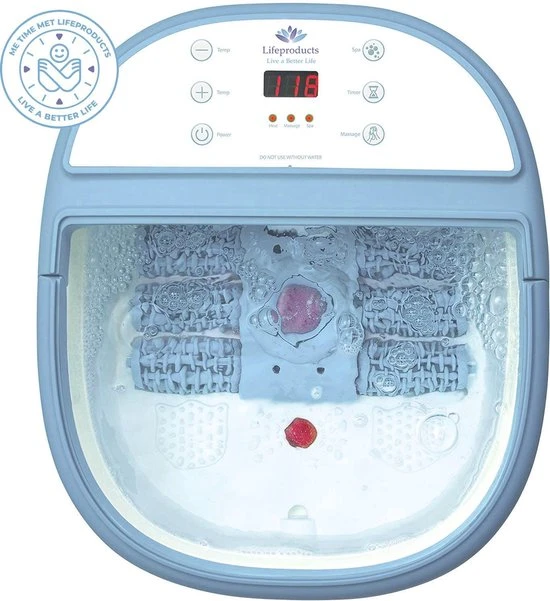 Lifeproducts Elektrisch Massage Voetenbad Met Eeltverwijderaar - Instelbare Warmte Tot 48?C - Bubbelstraal - Reinigend Infrarood Licht - Automatische Voetmassage - Voetbad Met Massage - 9 Liter