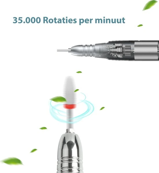 Bone Vista Premium Elektrische Nagelfrees 35000RPM Inclusief 4 Bitjes - Pedicureset Electrisch Voeten/Handen - Nagel/Nail Drill Geschikt Voor Acrylnagels/Gelnagels/Kunstnagels - Met Touchscreen - Blauw - Image 3