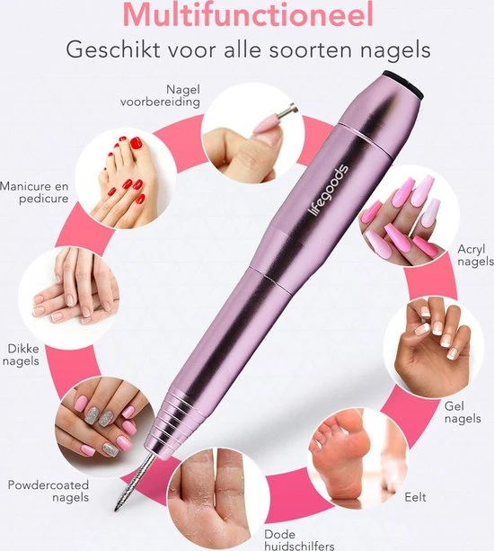 LifeGoods Elektrische Nagelfrees - 11 Nagelvijl Bitjes En 56 Schuurrolletjes - Manicure / Pedicure - Image 5