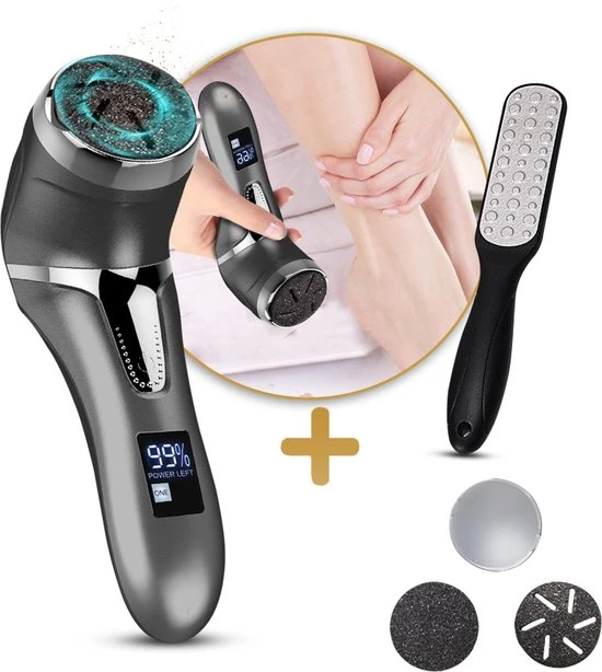 Mystige Elektrische Eelt Verwijderaar INCLUSIEF Voetvijl + 3 Rollen - Pedicure Apparaat - LCD-Scherm & Oplaadbaar - Eelt Vijl