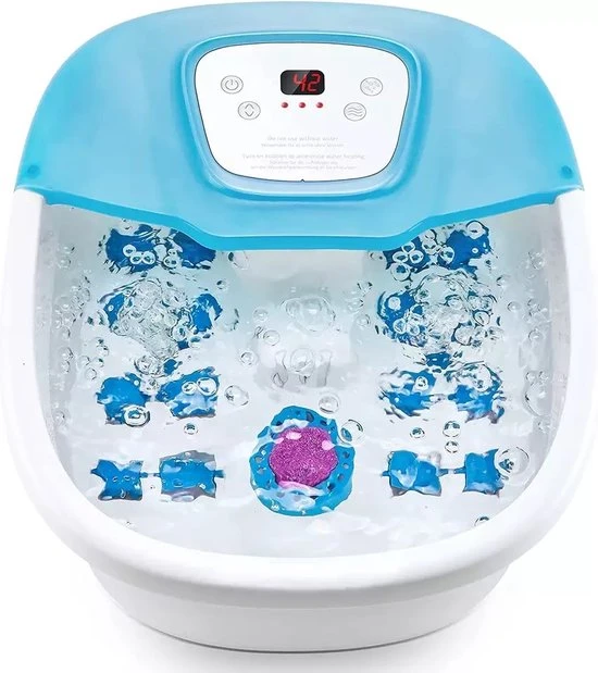Gasky° Elektrische Voetenbad Blauw - Voetmassage - Voetbad - Verwarmt Tot 47°C - Pedicure Slijpsteen - Eeltverwijderaar - Trillingen 3 In 1 - 16 Massagerollers - Voetmassage - Voetbad Met Massage