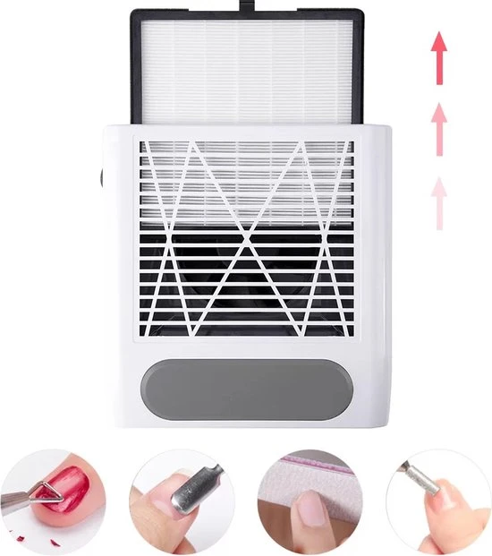 Victoria Nails Pro Nagelstofafzuiger - Afstofzuiger - Nail Dust Collector - Stofzuiger Voor Nail Salon - Nagels - Acrylnagels - Nepnagels - Gelnagels - Electrische Nagelstofzuiger - Tafelafzuiging. - Goud Kleur Met Filter - 80Watt - Manicure/Pedicure Handen En Voeten - Image 2
