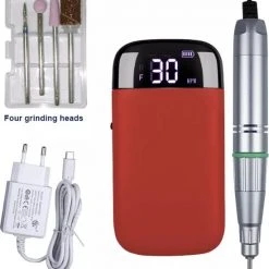 CACCIO? NAILS 2021 Nagelfrees - Rode Nagelfrees - Oplaadbaar - Draadloos Nagelfrees Machine - 30000RPM - Touchpad - Professioneel - Top Kwaliteit