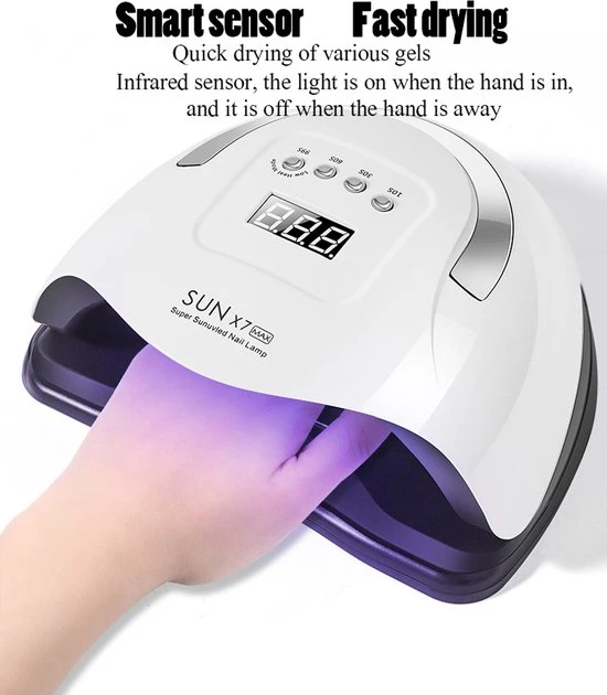 SUN UV Professionele 180W LED Nageldroger Lamp - Gel Nagel Droger - 180W De Sterkste Nagellamp Op De Markt - Geschikt Voor Elke Nagel, Sneller Droger Voor Gel Polish Nail Apparatuur Automatische Sensor Nail Art Gereedschap Voor Vingernagel En Teennagel