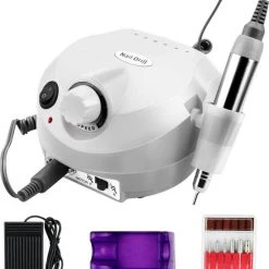 Guardian Beauty Professionele Digitale Nagelfrees Machine Set Grejs - Voor Manicure & Pedicure Motor - 35.000 RPM - Gelnagels - Acrylnagels - Kunstnagels - Pedicureset - Nagels - Vijlen - Nagel Frees Elektrische Vijl Met Bitjes - Polijsten