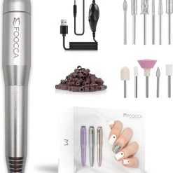 FOOCCA Nagelfrees - 11 Bitjes En 58 Schuurrolletjes - Elektrische Nagelvijl - Eelt Verwijderaar - Manicure Apparaat - Pedicure Set - Extra Lange Kabel