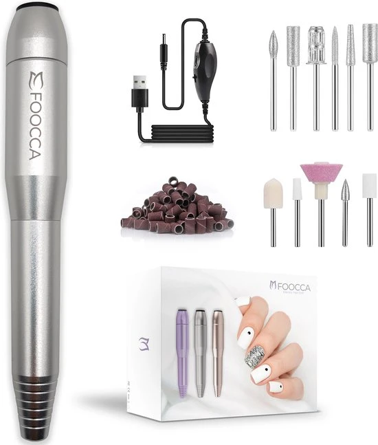 FOOCCA Nagelfrees - 11 Bitjes En 58 Schuurrolletjes - Elektrische Nagelvijl - Eelt Verwijderaar - Manicure Apparaat - Pedicure Set - Extra Lange Kabel 3 FOOCCA Nagelfrees - 11 Bitjes En 58 Schuurrolletjes - Elektrische Nagelvijl - Eelt Verwijderaar - Manicure Apparaat - Pedicure Set - Extra Lange Kabel