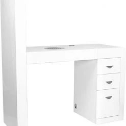 MEGA BEAUTY SHOP® Manicuretafel Met Afzuiging - 118,5 Cm - Kast Rechts - Inclusief Displaywand - Wit