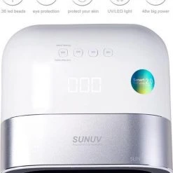 SunUV NAGELLAMP - Professionele Nageldroger - 48 Watt - LED UV Nagellamp - Gel Nagellak - 36 LEDlampjes - SMART Sensor ? Timer - Nagel Gellak - Wit/Zilver
